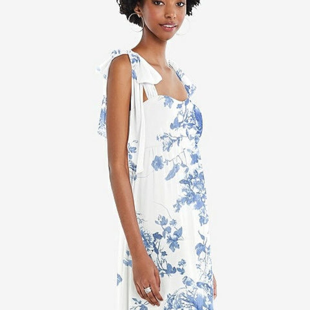 After Six 1564..Convertible Tie-Shoulder Empire Dress...Cottage Rose..Sz XL LONG - Picture 6 of 10